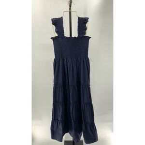 Quince Navy Blue Tiered Dress